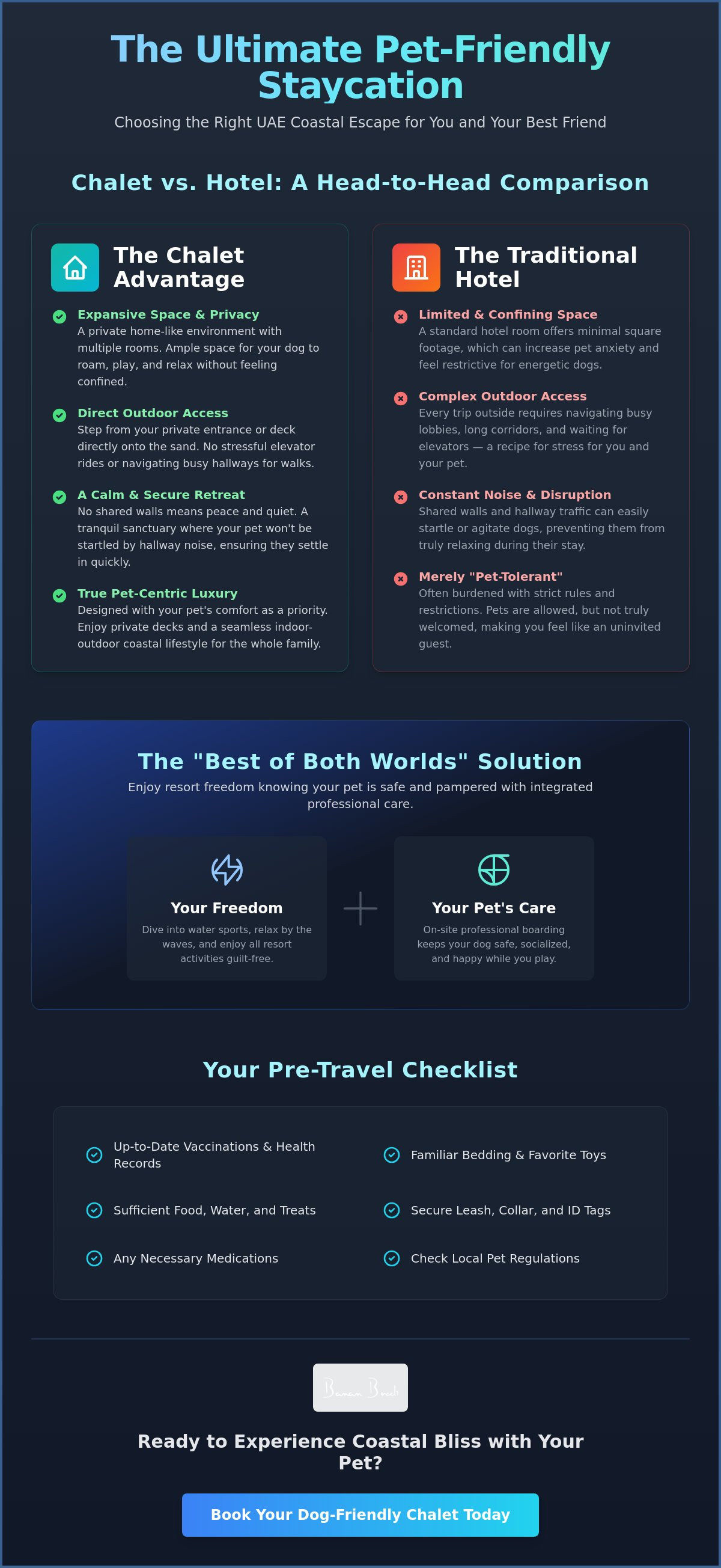 Infographic for Dog-Friendly Beach Chalets: The Ultimate UAE Pet Boarding Resort Guide