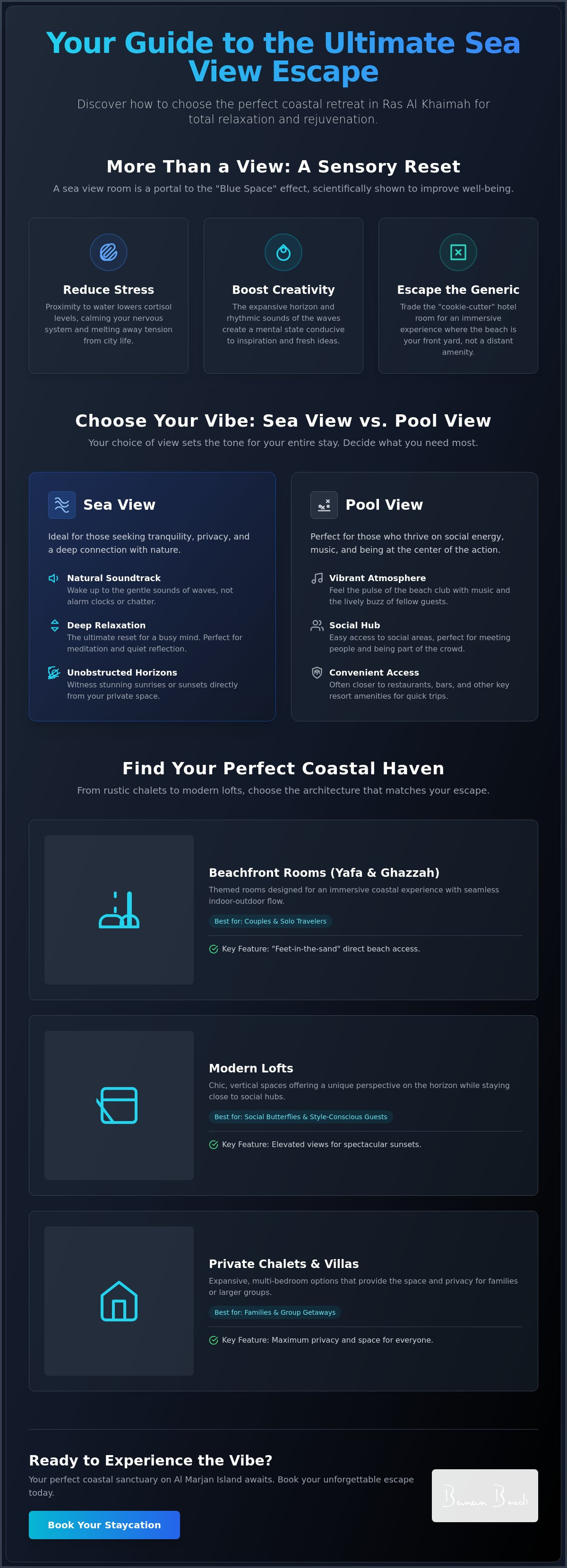 Infographic for Waking Up to the Waves: The Best Sea View Room Options in Ras Al Khaimah (2026)